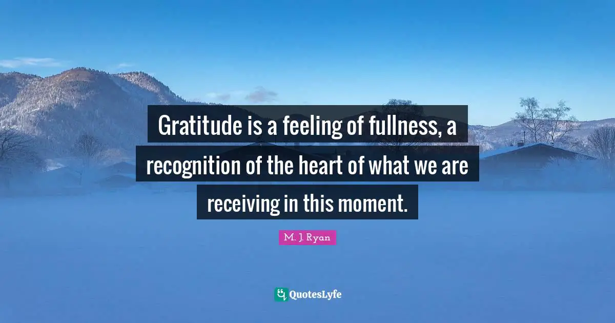 Gratitude is a feeling of fullness, a recognition of the heart of what we are receiving in this moment.