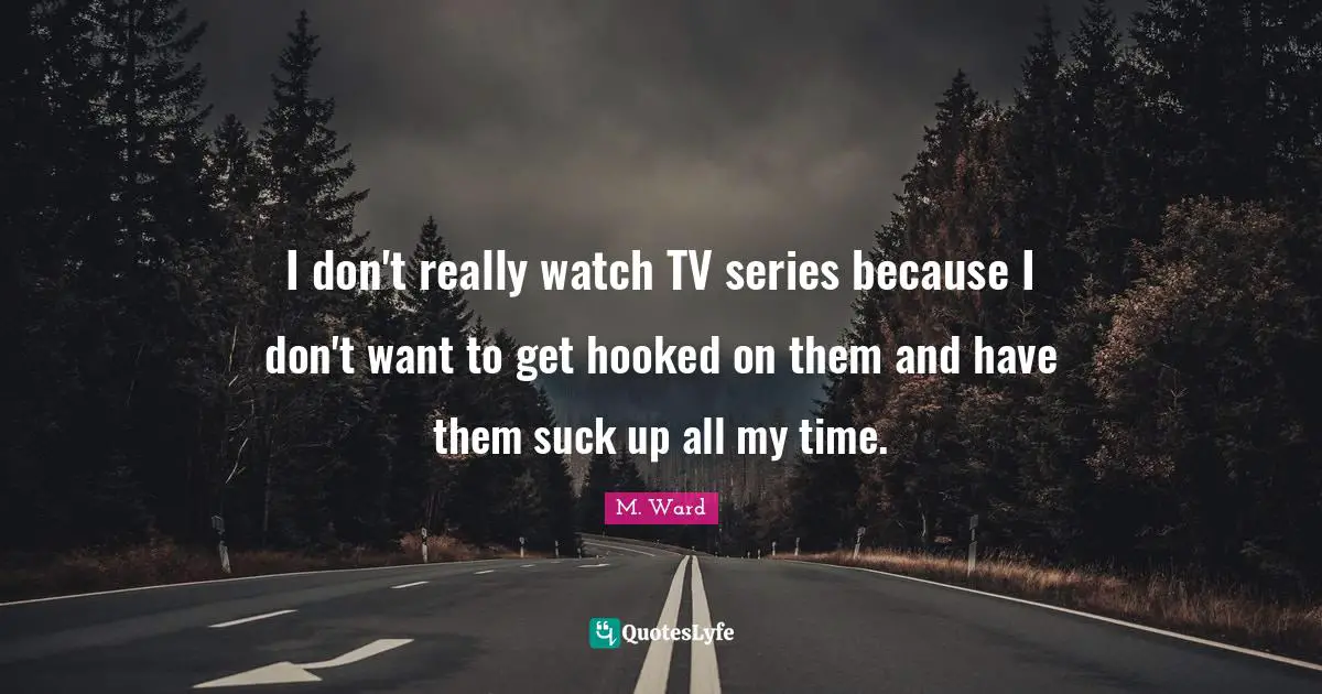 I don't really watch TV series because I don't want to get hooked on them and have them suck up all my time.