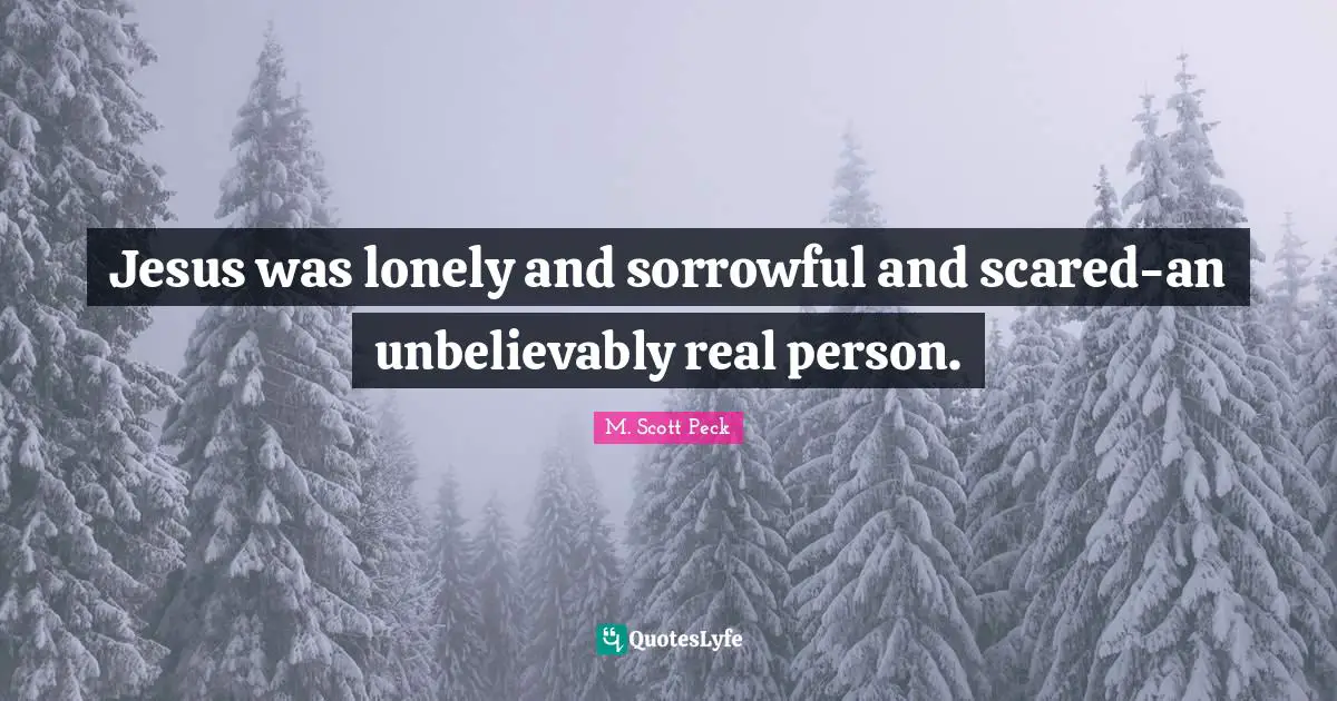 Jesus was lonely and sorrowful and scared-an unbelievably real person.