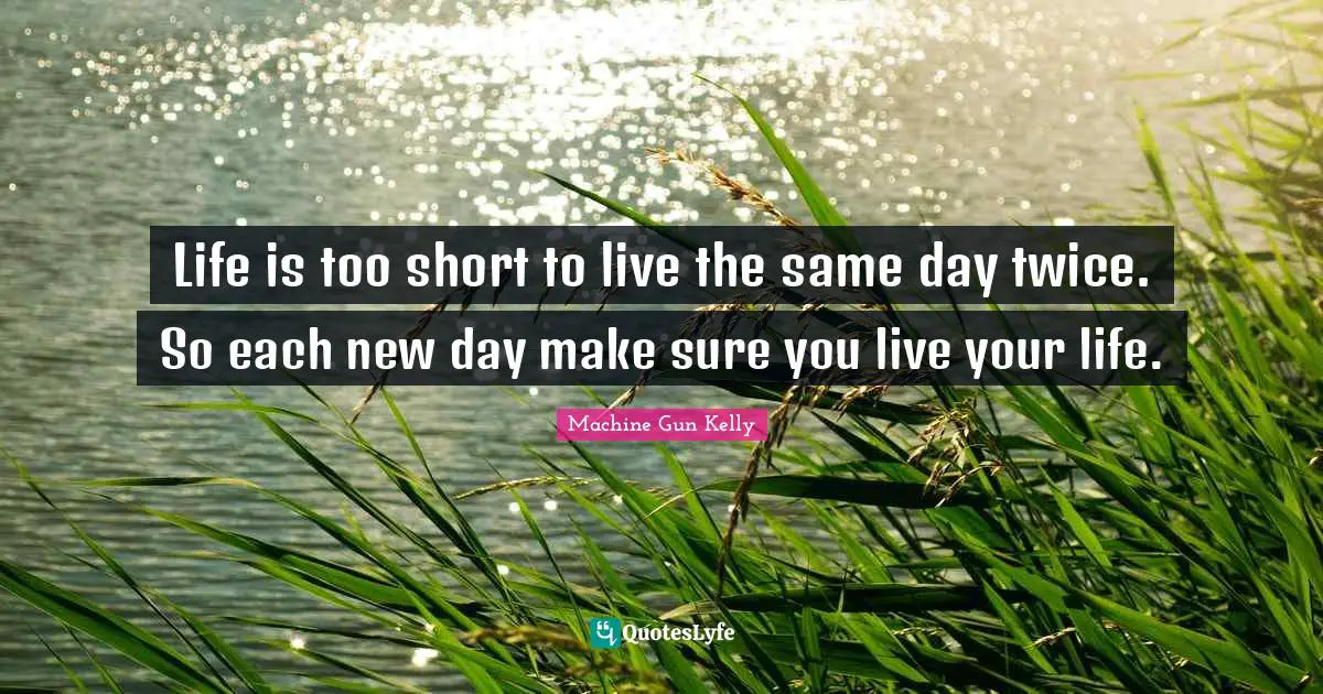 Life is too short to live the same day twice. So each new day make sure you live your life.