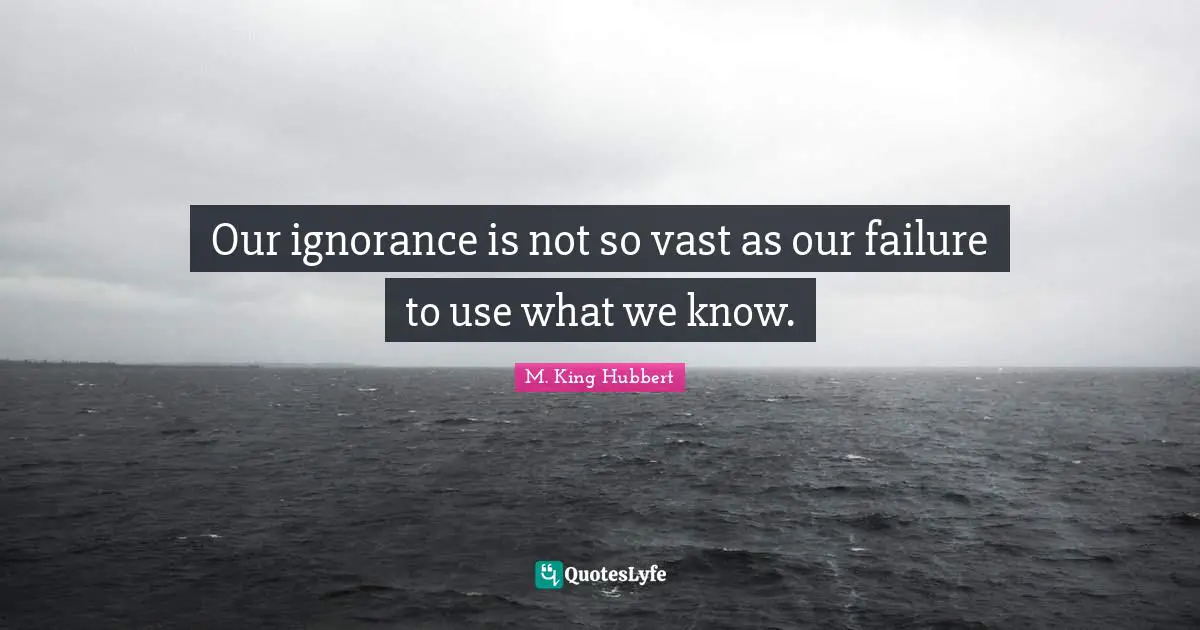 Our ignorance is not so vast as our failure to use what we know.