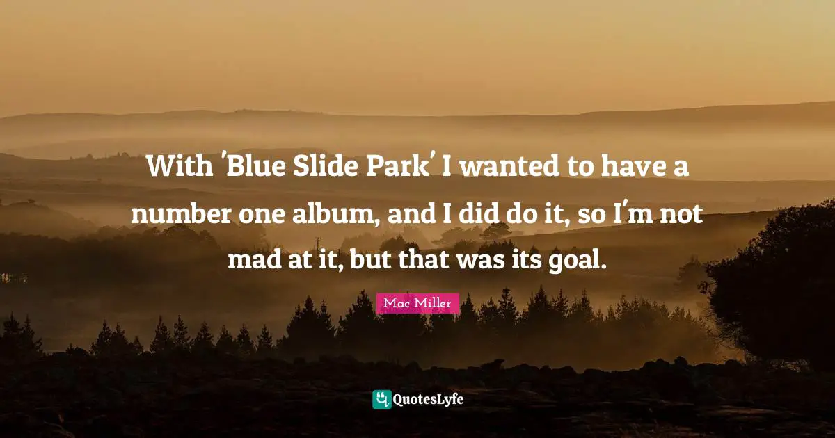 With 'Blue Slide Park' I wanted to have a number one album, and I did do it, so I'm not mad at it, but that was its goal.