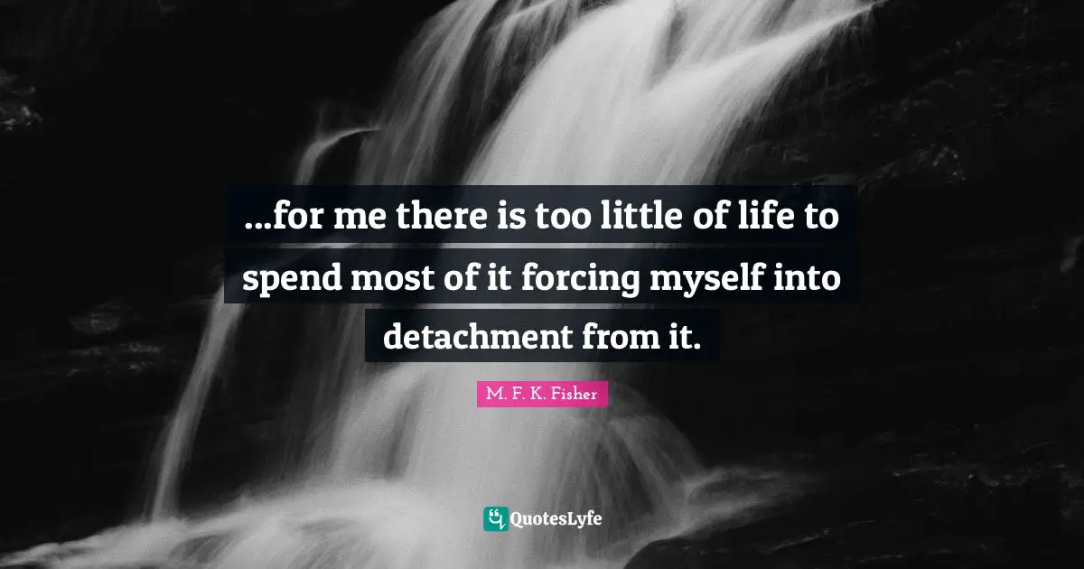 ...for me there is too little of life to spend most of it forcing myself into detachment from it.
