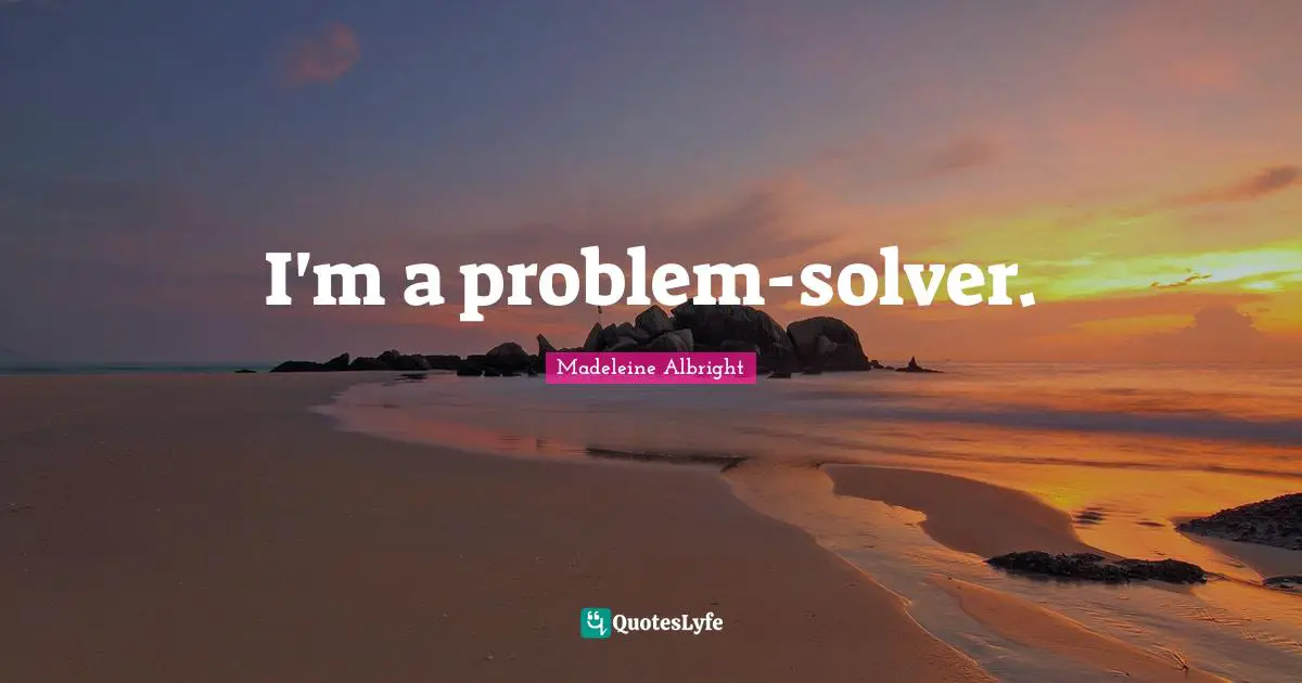 Problem Solvers Quotes: "I'm a problem-solver."