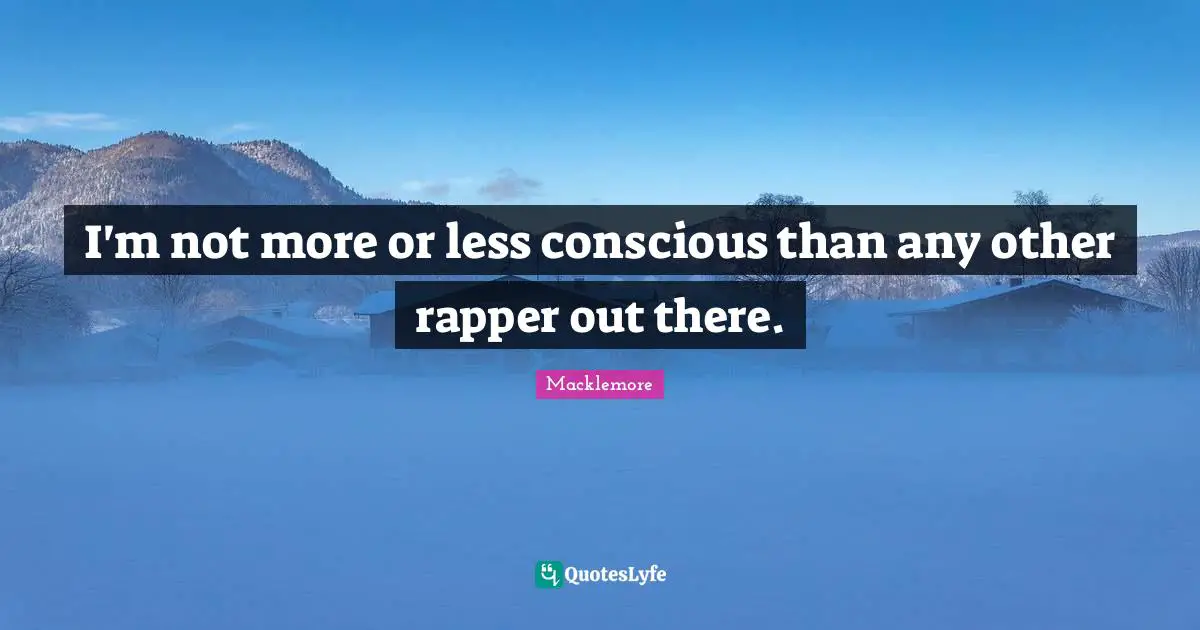 I'm not more or less conscious than any other rapper out there.