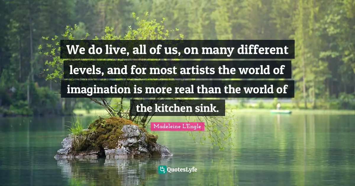 We do live, all of us, on many different levels, and for most artists the world of imagination is more real than the world of the kitchen sink.
