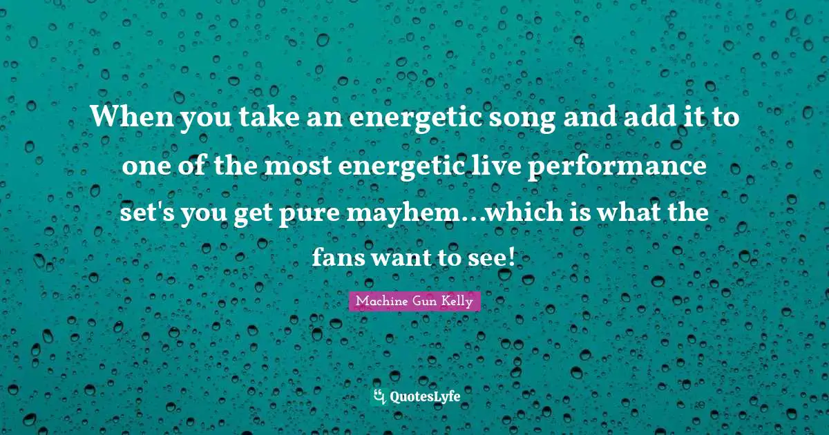 When you take an energetic song and add it to one of the most energetic live performance set's you get pure mayhem...which is what the fans want to see!