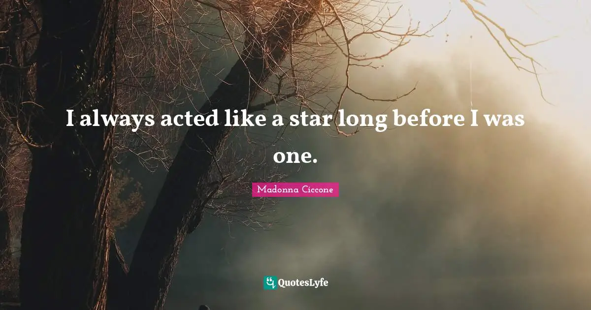 Madonna Ciccone Quotes: "I always acted like a star long before I was one."