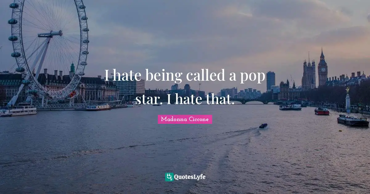 I hate being called a pop star. I hate that.