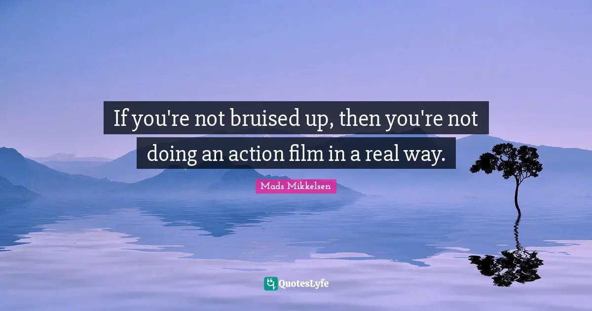 If you're not bruised up, then you're not doing an action film in a real way.
