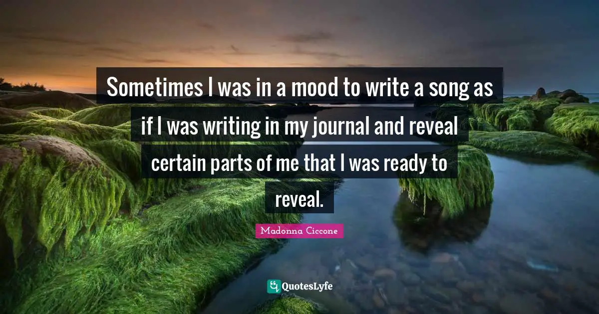 Sometimes I was in a mood to write a song as if I was writing in my journal and reveal certain parts of me that I was ready to reveal.