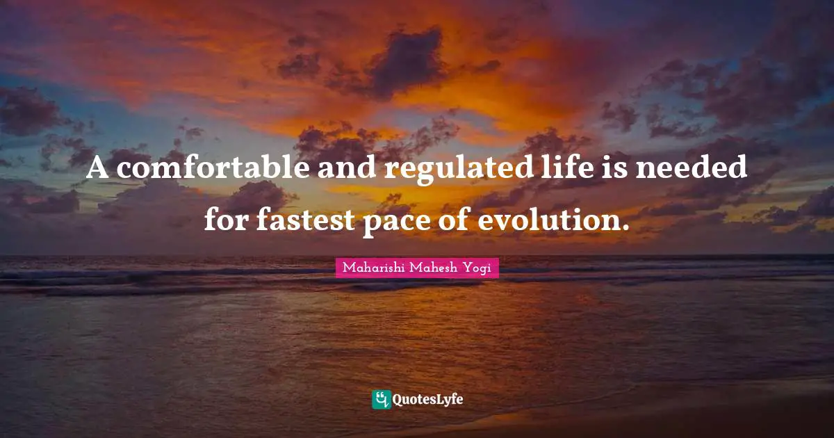 Pace Quotes: "A comfortable and regulated life is needed for fastest pace of evolution."
