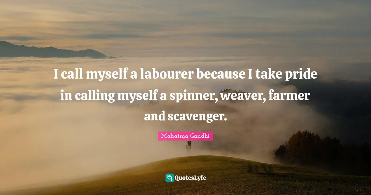 I call myself a labourer because I take pride in calling myself a spinner, weaver, farmer and scavenger.