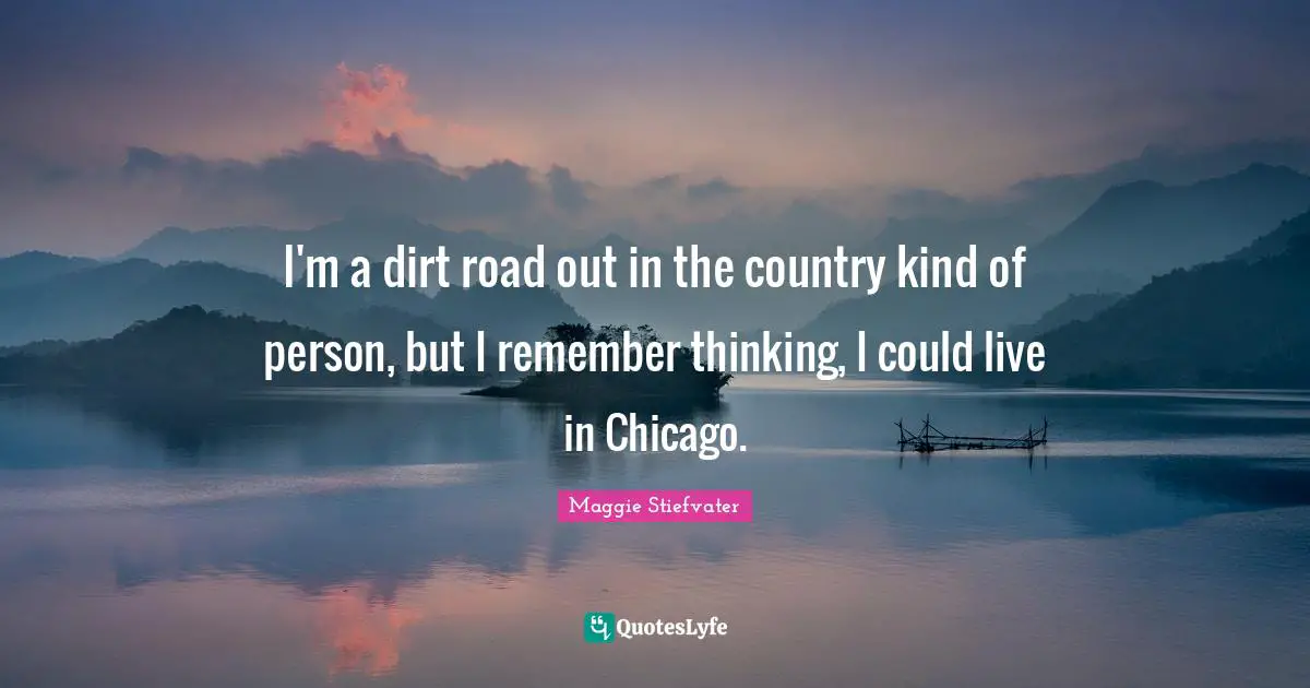 I'm a dirt road out in the country kind of person, but I remember thinking, I could live in Chicago.