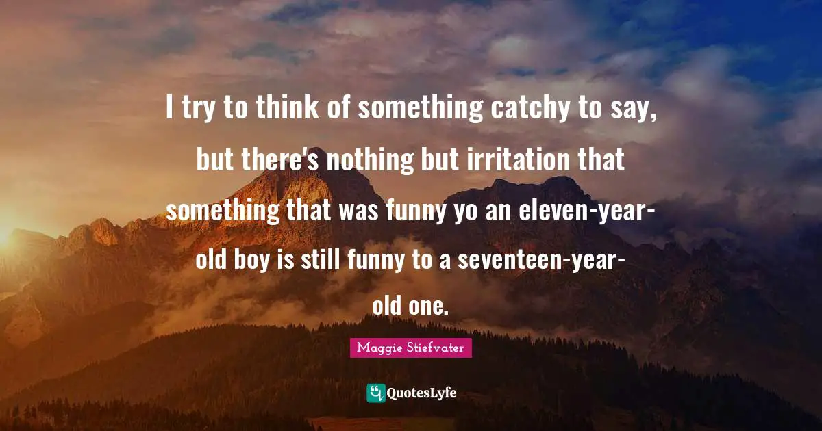 Irritation Quotes: "I try to think of something catchy to say, but there's nothing but irritation that something that was funny yo an eleven-year-old boy is still funny to a seventeen-year-old one."