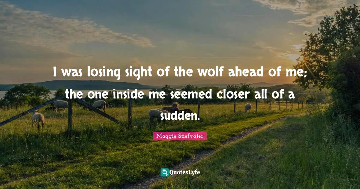I was losing sight of the wolf ahead of me; the one inside me seemed closer all of a sudden.