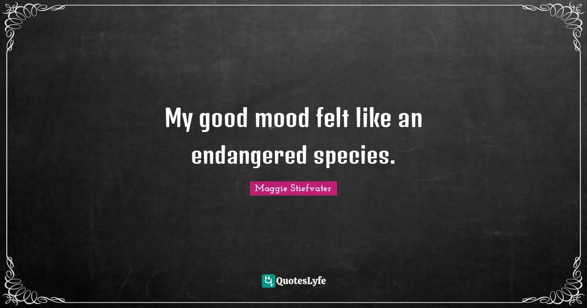 In A Good Mood Quotes: "My good mood felt like an endangered species."