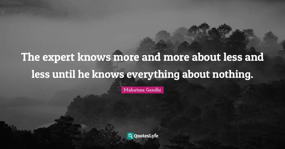 Experts Quotes: "The expert knows more and more about less and less until he knows everything about nothing."