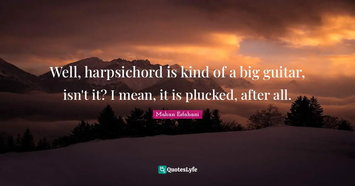 Well, harpsichord is kind of a big guitar, isn't it? I mean, it is plucked, after all.