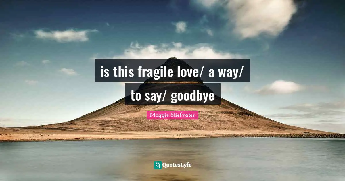 is this fragile love/ a way/ to say/ goodbye