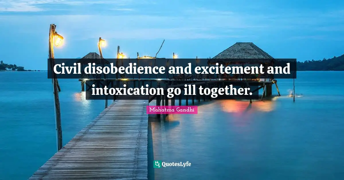 Civil disobedience and excitement and intoxication go ill together.