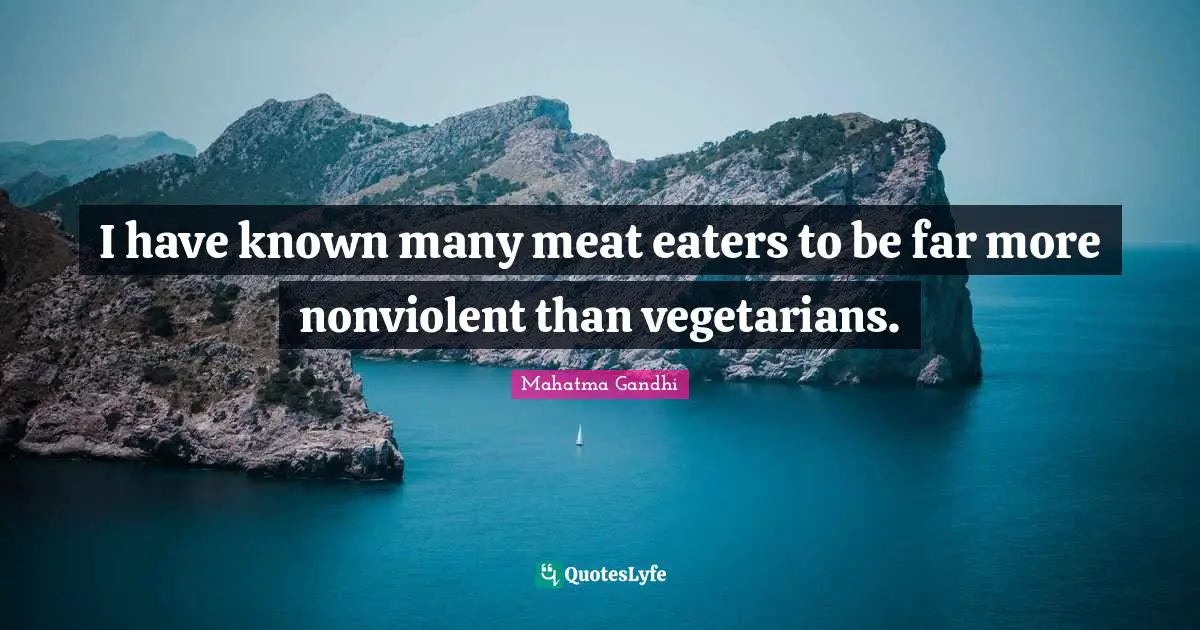 I have known many meat eaters to be far more nonviolent than vegetarians.