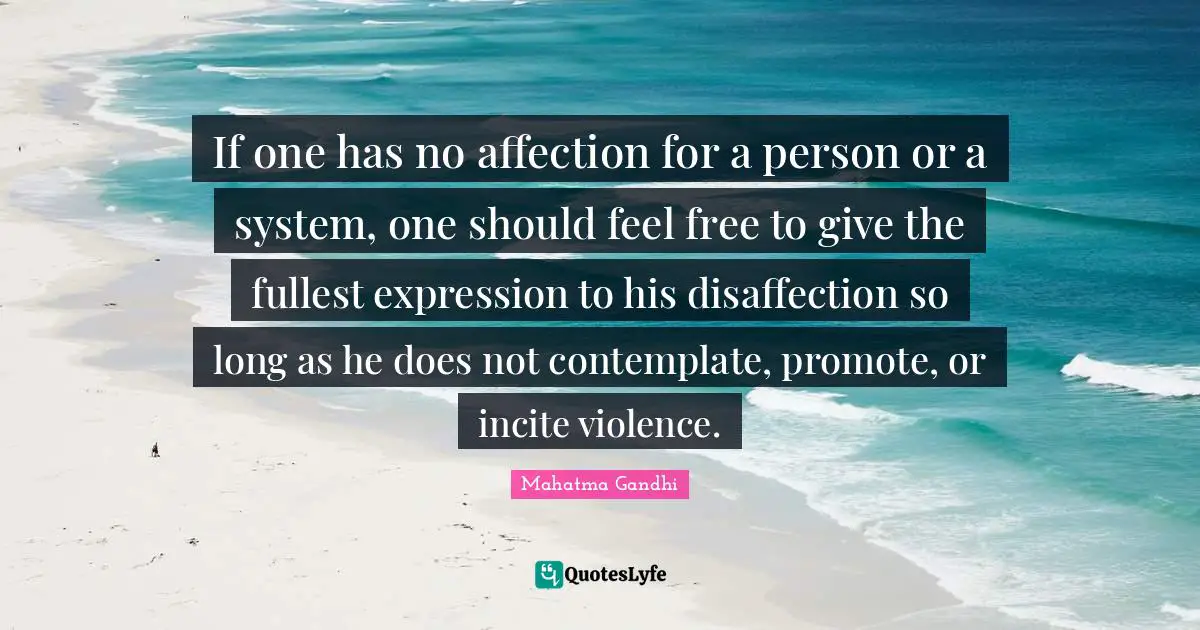 If one has no affection for a person or a system, one should feel free to give the fullest expression to his disaffection so long as he does not contemplate, promote, or incite violence.