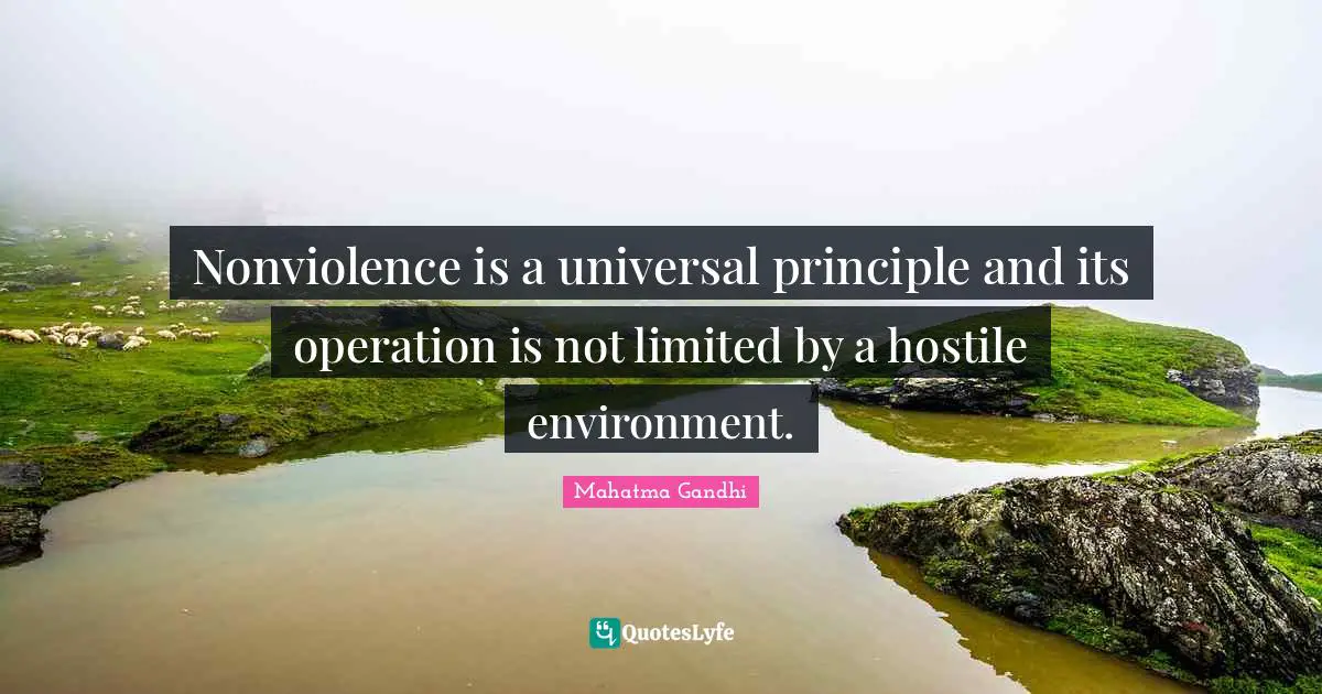 Nonviolence is a universal principle and its operation is not limited by a hostile environment.