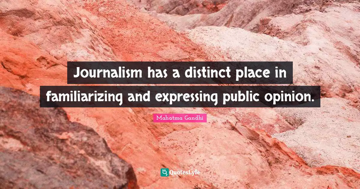 Journalism has a distinct place in familiarizing and expressing public opinion.