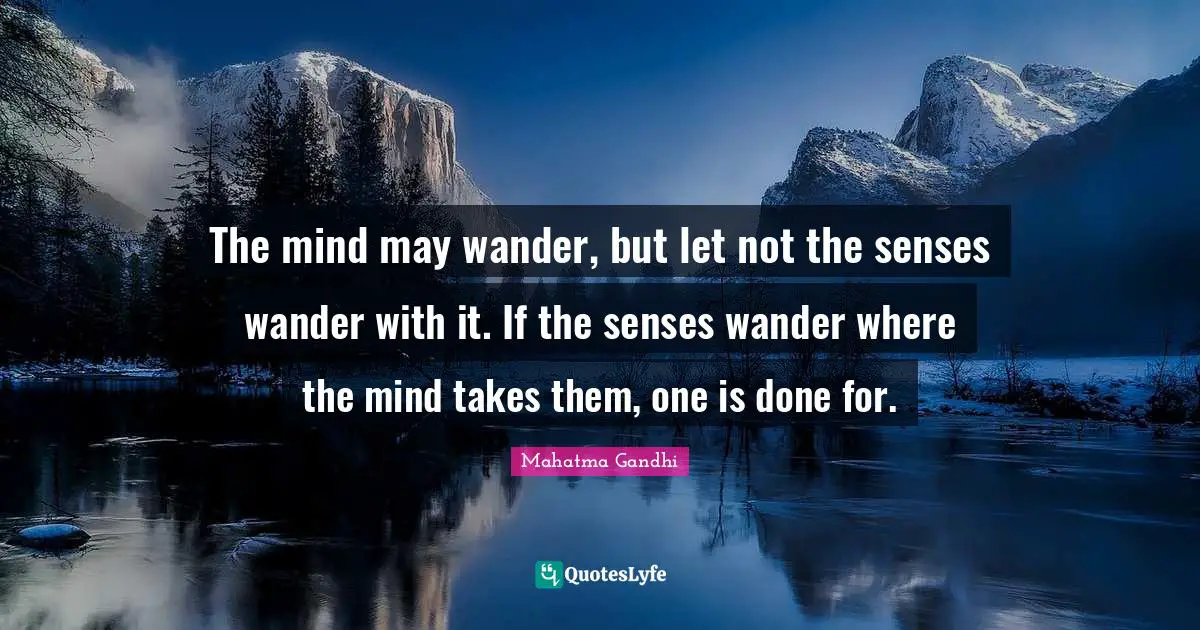 The mind may wander, but let not the senses wander with it. If the senses wander where the mind takes them, one is done for.
