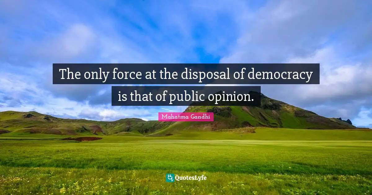 The only force at the disposal of democracy is that of public opinion.