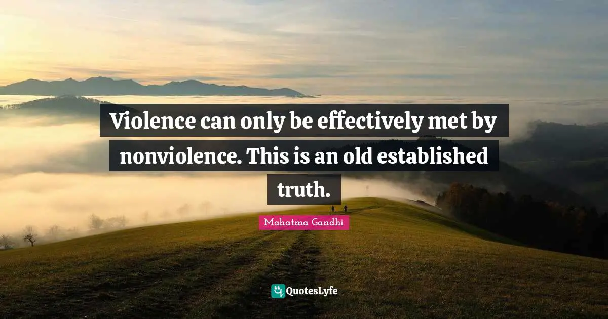 Violence can only be effectively met by nonviolence. This is an old established truth.