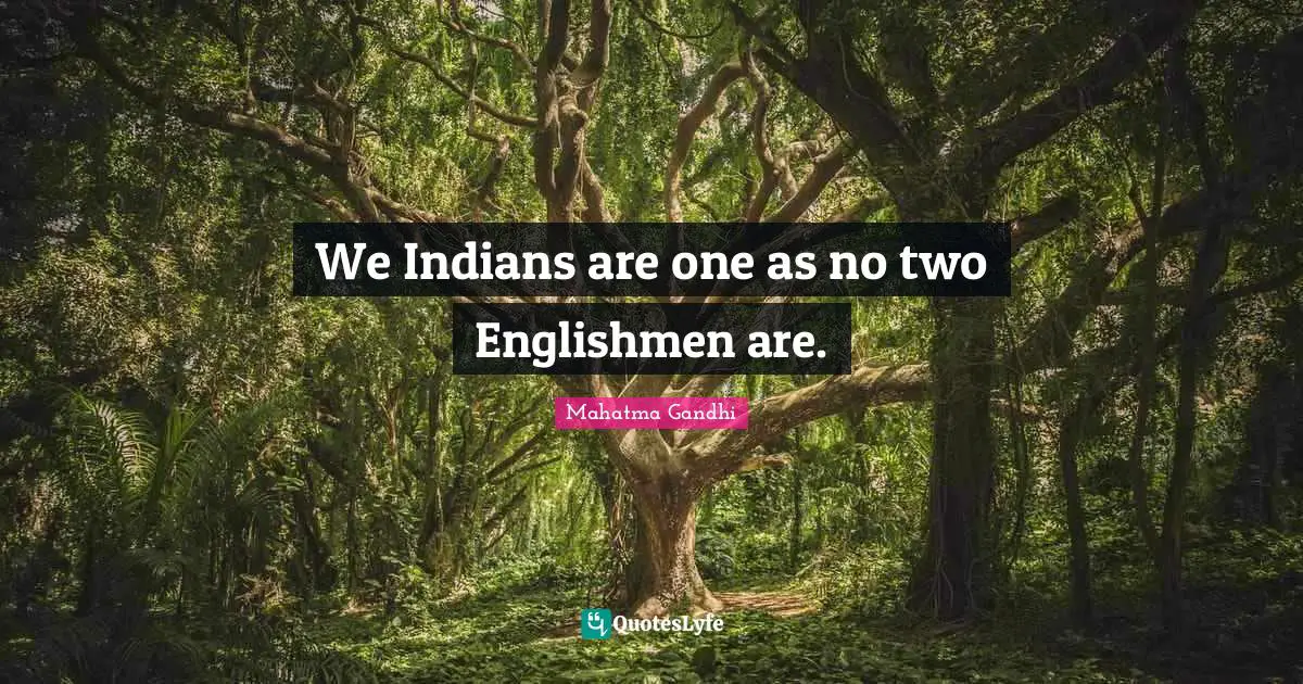 We Indians are one as no two Englishmen are.