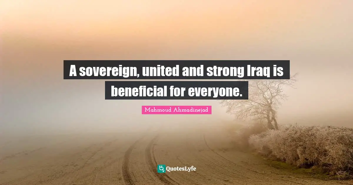 A sovereign, united and strong Iraq is beneficial for everyone.