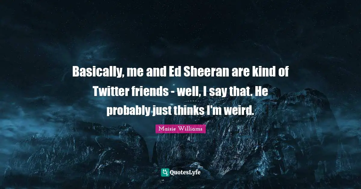 Basically, me and Ed Sheeran are kind of Twitter friends - well, I say that. He probably just thinks I'm weird.
