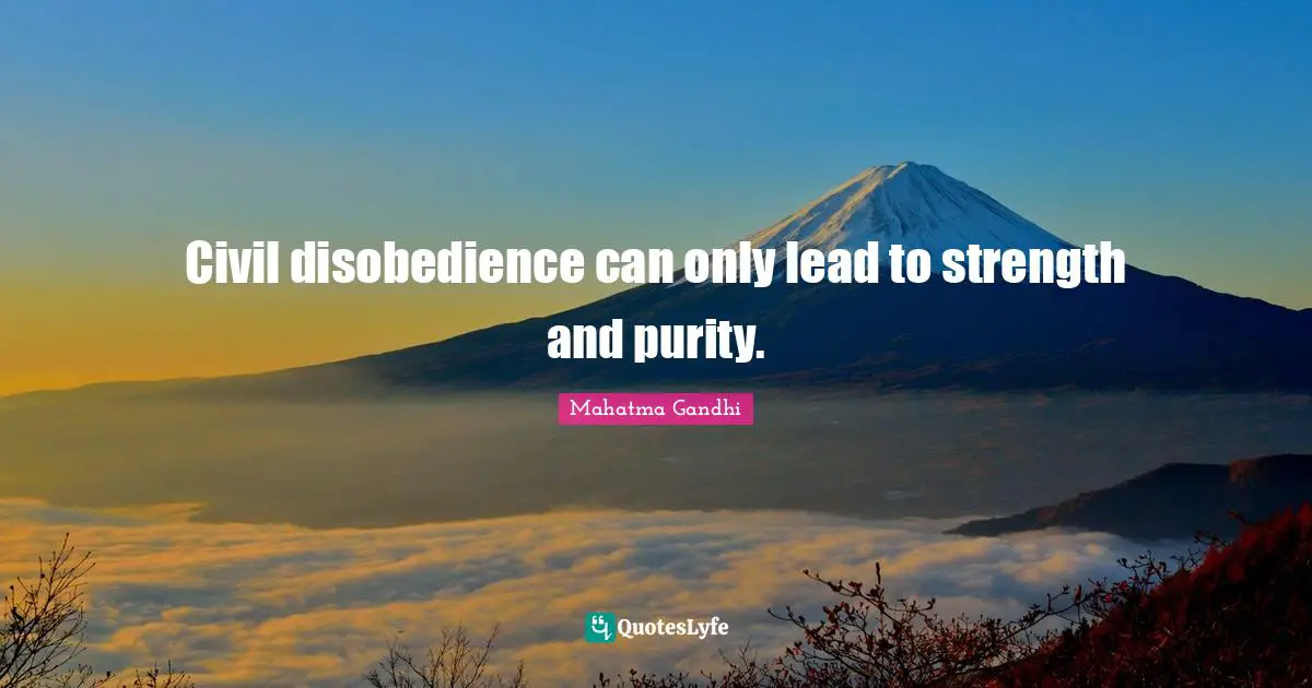 Civil disobedience can only lead to strength and purity.