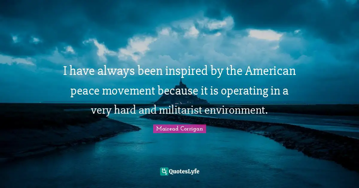 I have always been inspired by the American peace movement because it is operating in a very hard and militarist environment.