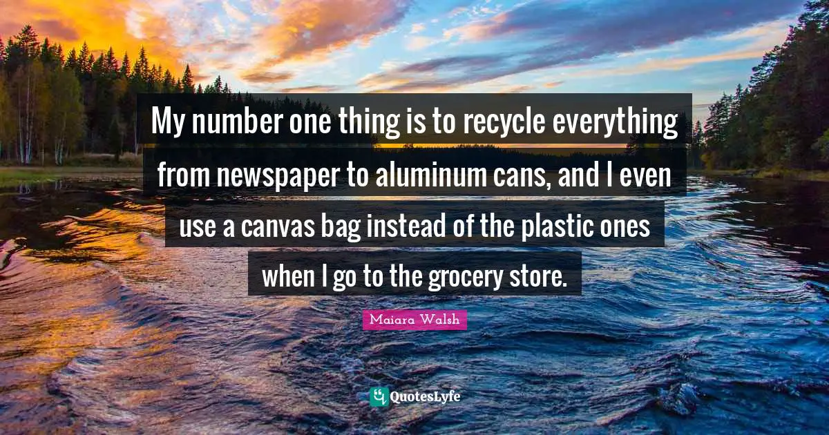My number one thing is to recycle everything from newspaper to aluminum cans, and I even use a canvas bag instead of the plastic ones when I go to the grocery store.