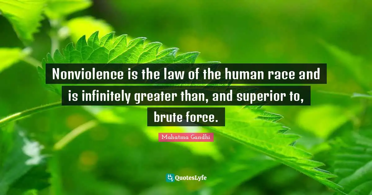 Nonviolence is the law of the human race and is infinitely greater than, and superior to, brute force.