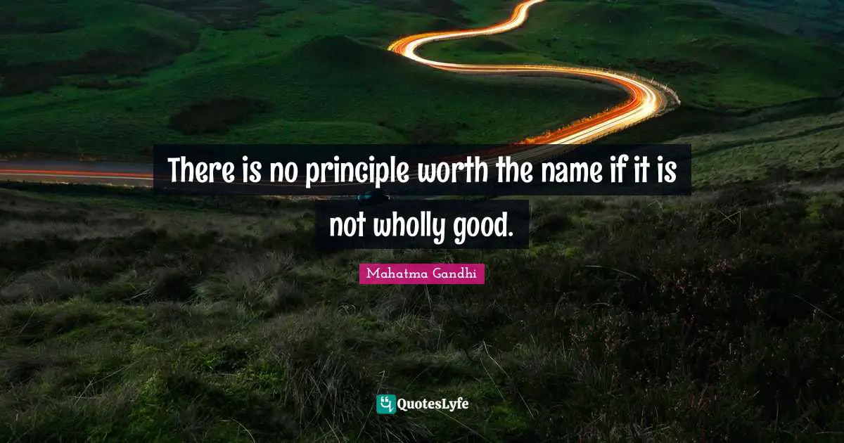 There is no principle worth the name if it is not wholly good.