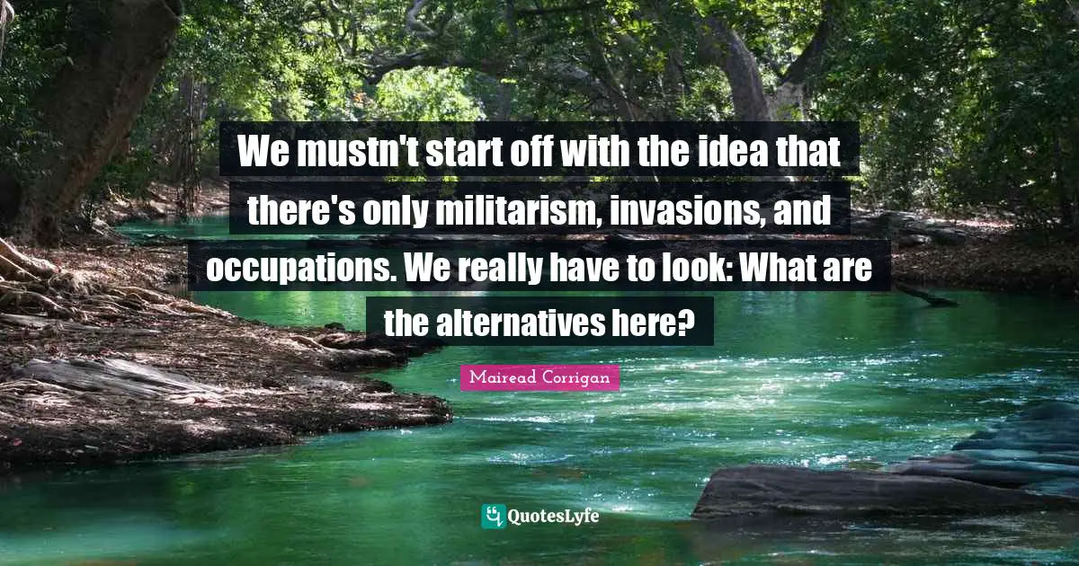We mustn't start off with the idea that there's only militarism, invasions, and occupations. We really have to look: What are the alternatives here?