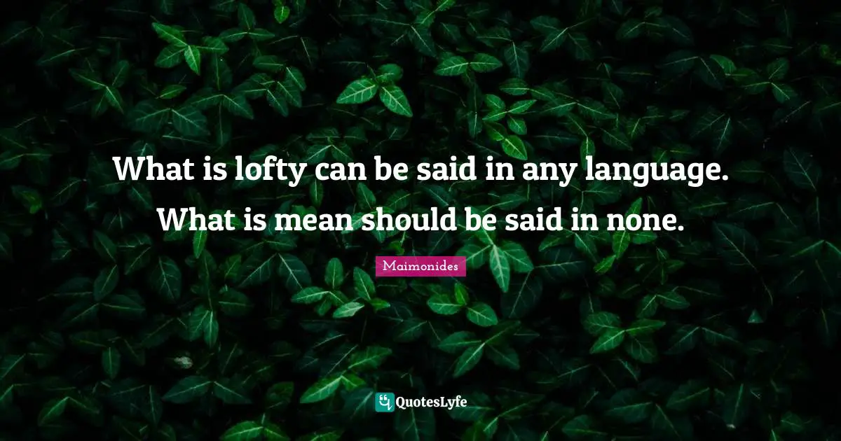 Lofty Quotes: "What is lofty can be said in any language. What is mean should be said in none."
