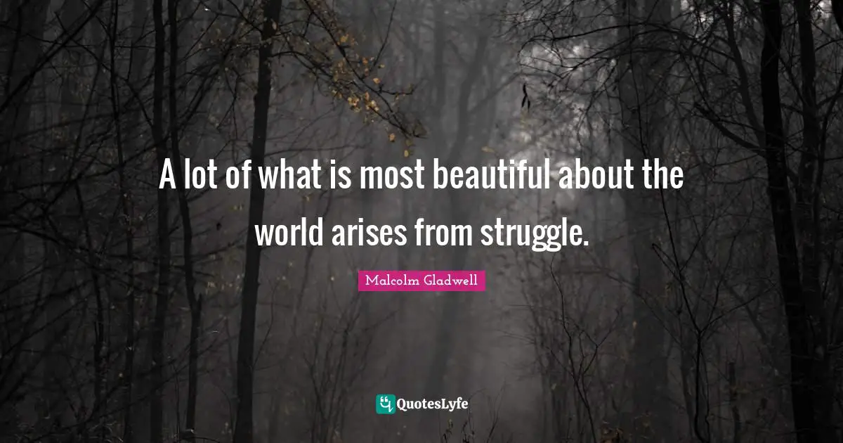 Beautiful Struggle Quotes: "A lot of what is most beautiful about the world arises from struggle."