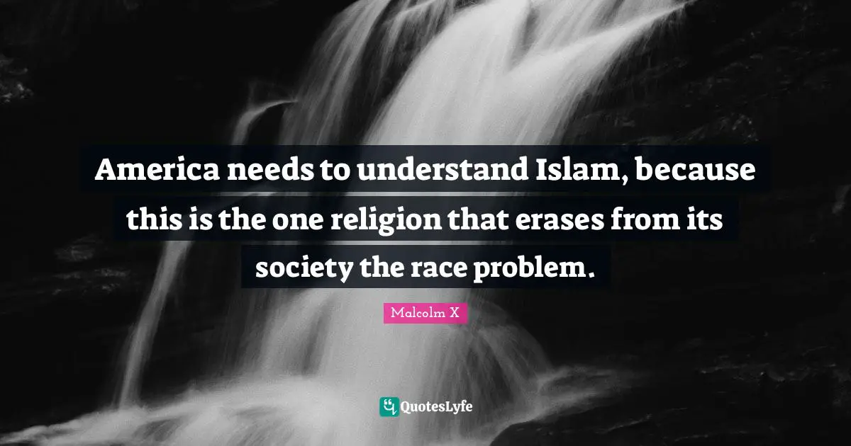 Islam Quotes: "America needs to understand Islam, because this is the one religion that erases from its society the race problem."