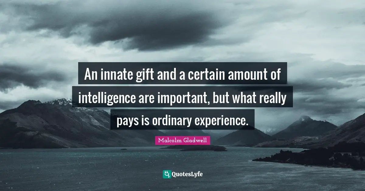 An innate gift and a certain amount of intelligence are important, but what really pays is ordinary experience.