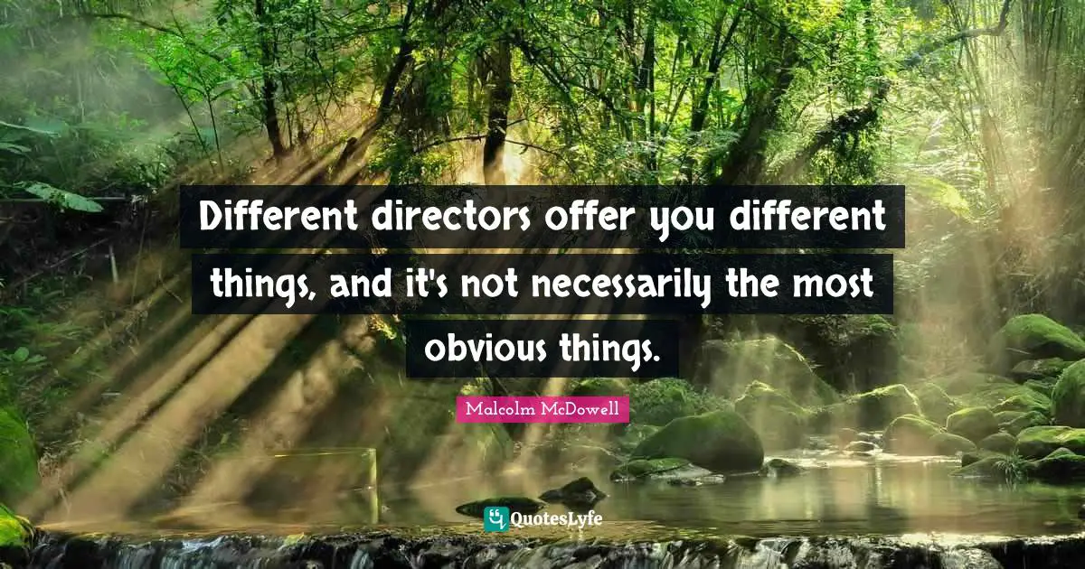 Different directors offer you different things, and it's not necessarily the most obvious things.