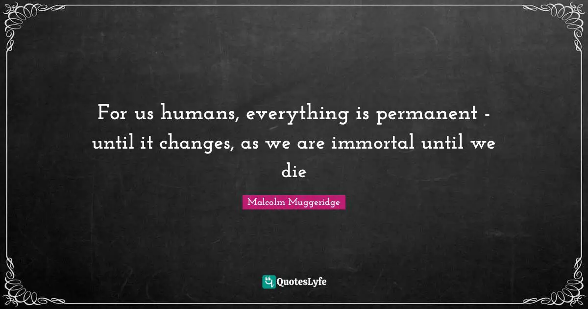 I Am Immortal Quotes: "For us humans, everything is permanent - until it changes, as we are immortal until we die"