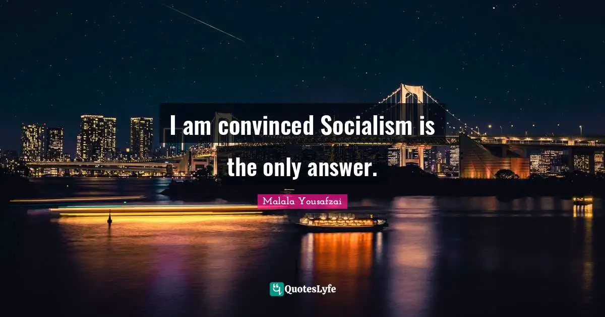 I am convinced Socialism is the only answer.