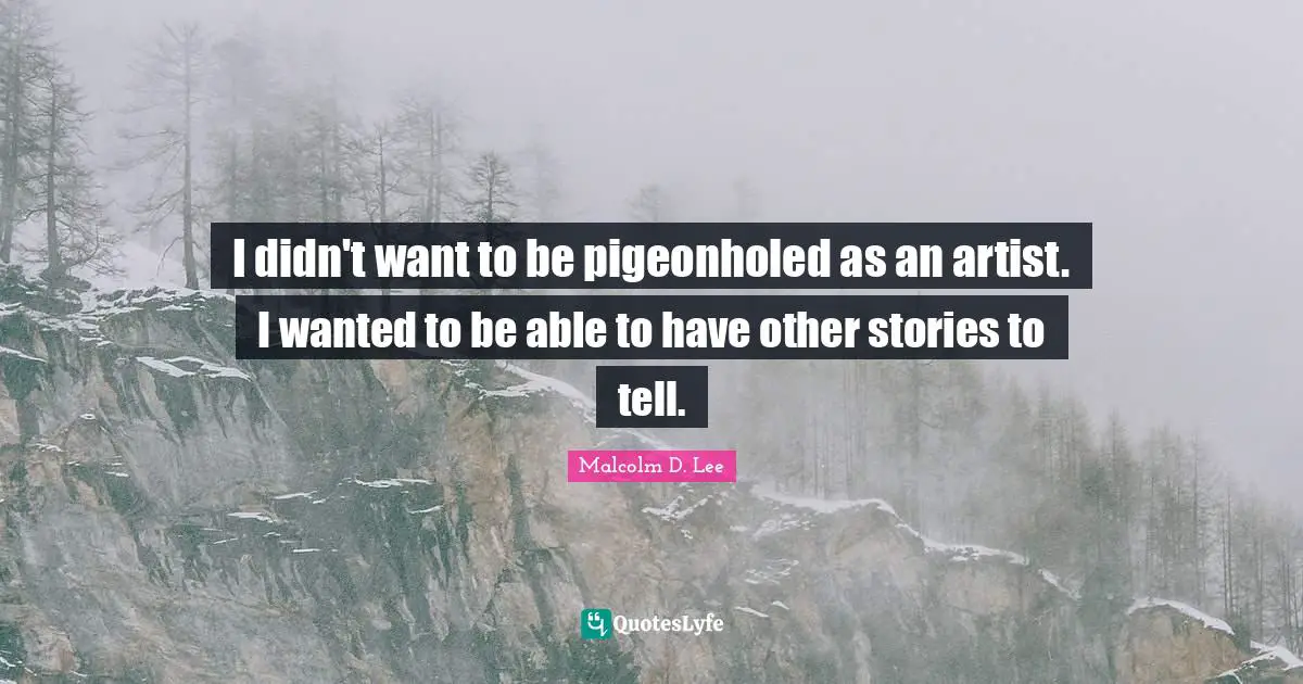 I didn't want to be pigeonholed as an artist. I wanted to be able to have other stories to tell.