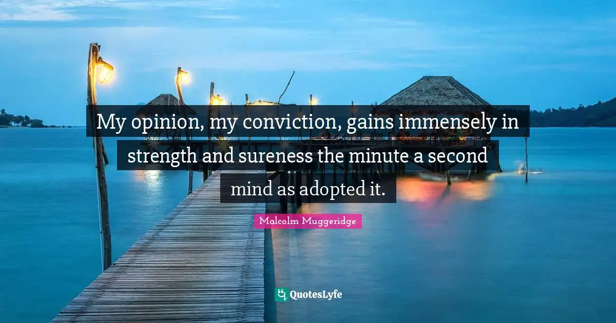 My opinion, my conviction, gains immensely in strength and sureness the minute a second mind as adopted it.